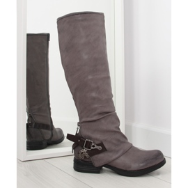 Harmaa ratsastussaappaat harmaa F2180 ruskea
