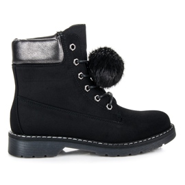 Bestelle Trappers irrotettavalla pomponilla musta