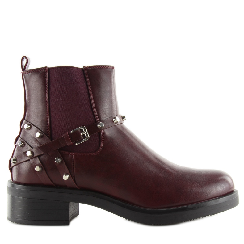 Naisten kastanjanruskeat viinisaappaat punainen