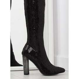 Mustat paljetteiset reisisaappaat AE55P mustat