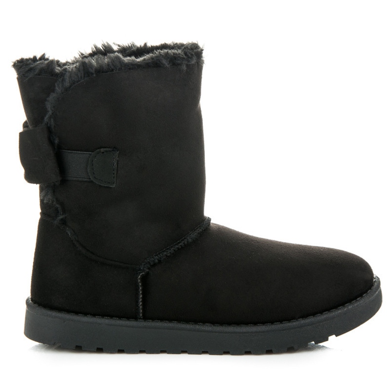 Suede mukluki rusetilla musta