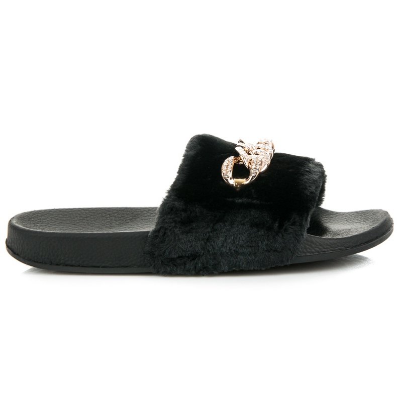 Queen Vivi Mustat tossut turkiksella