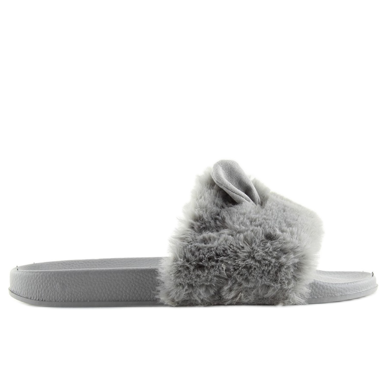 Harmaa LS-02 harmaat turkistossut korvilla