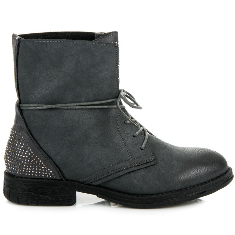 Queentina Työntekijöiden saappaat kristalleilla harmaa