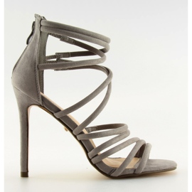 Harmaat sandaalit harmaalla LE039 harmaalla kantapäällä