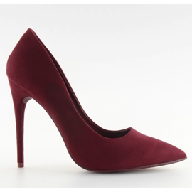 Pumput tikkakorolla mokkanahka viininpunainen 5101 W. Punainen monivärinen