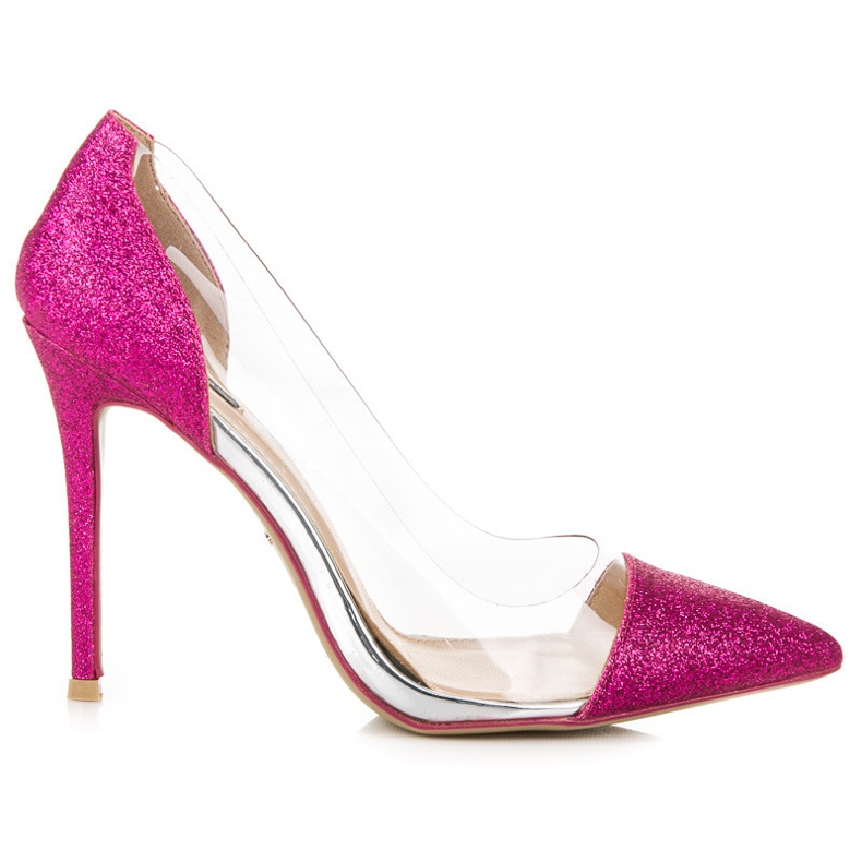 Vices Läpinäkyvät korkokengät glitterillä vaaleanpunainen