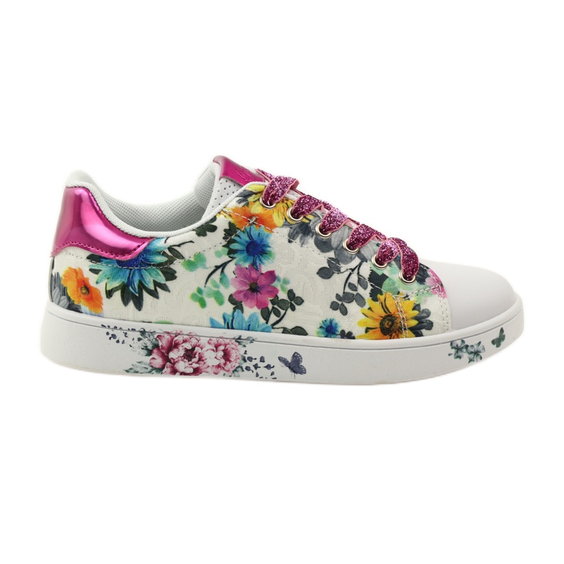 American Club Amerikkalaiset kukalliset tennarit, joissa nahkaverhoilu vaaleanpunainen monivärinen keltainen sininen valkoinen