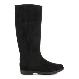 Korkeat mokkanahkaiset kalossit musta