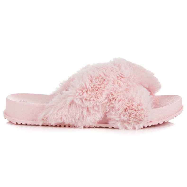 Tyylikkäät turkistossut vaaleanpunainen