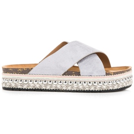 Seastar Mokkanahkaiset tossut alustalla harmaa