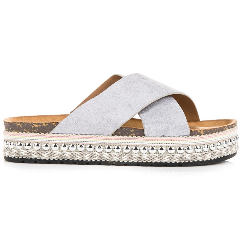 Seastar Mokkanahkaiset tossut alustalla harmaa