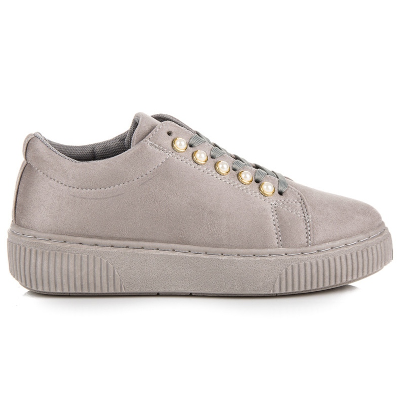 Suede lenkkarit helmillä harmaa