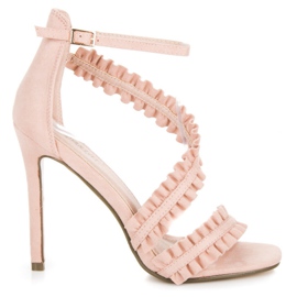 Seastar Korkokengät sandaalit röyhelöllä vaaleanpunainen