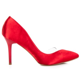 Satiiniset läpinäkyvät neulat punainen