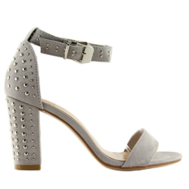 Sandaalit leveillä koroilla, harmaa ja harmaa