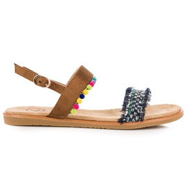 Kylie Mokkasandaalit pomponeilla ruskea