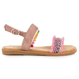 Kylie Mokkasandaalit pomponeilla vaaleanpunainen