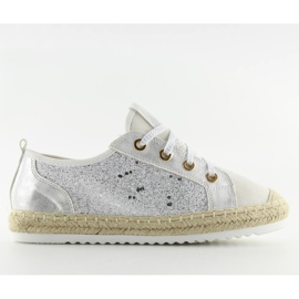 Valkoiset nauhalliset espadrillit lenkkarit B-140 Valkoiset valkoinen