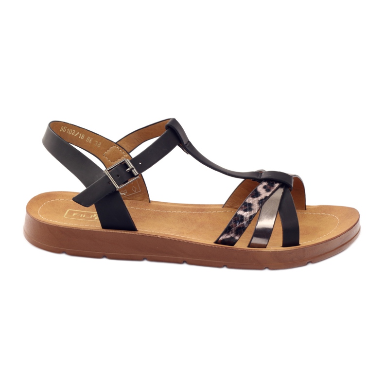 Filippo Naisten sandaalit leopard 103 musta harmaa