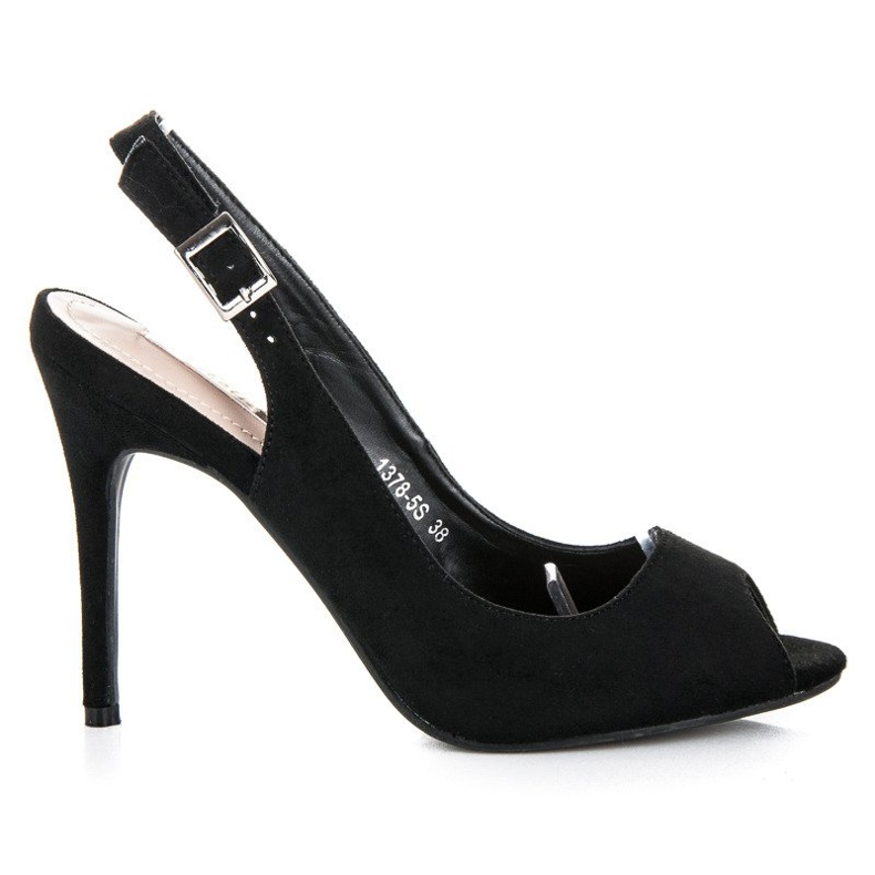 Bestelle Mokkanahkasandaalit korkokengissä musta