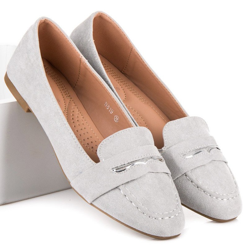 Small Swan Suede Loafers kanssa Brocade harmaa