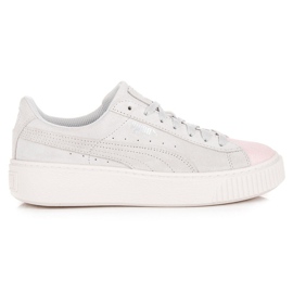 Puma Suede Platform Glam Jr harmaa vaaleanpunainen