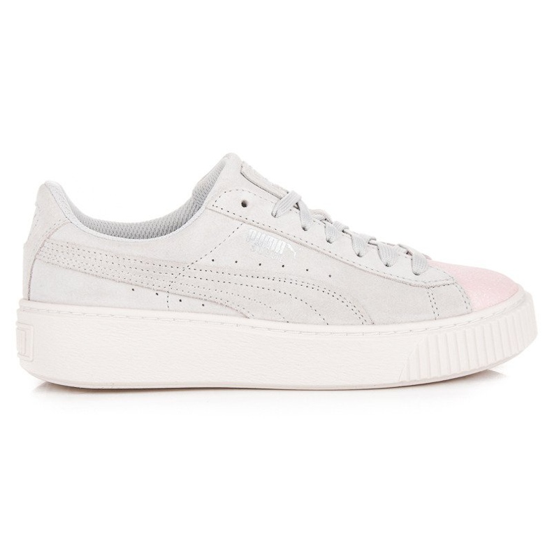Puma Suede Platform Glam Jr harmaa vaaleanpunainen