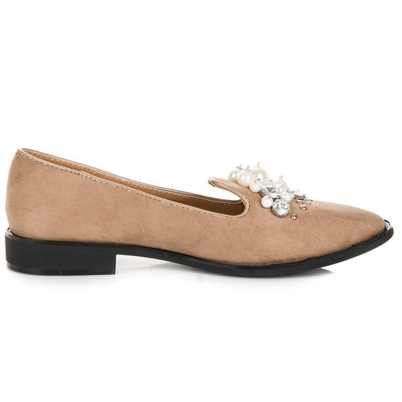 Best Shoes Suede Lords with Pearls ruskea