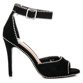 Seastar Mokkanahkasandaalit korkokengissä musta