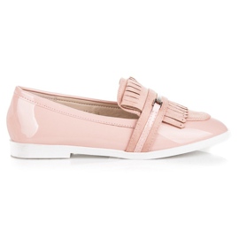 Ideal Shoes Puuterilakatut mokasiinit vaaleanpunainen