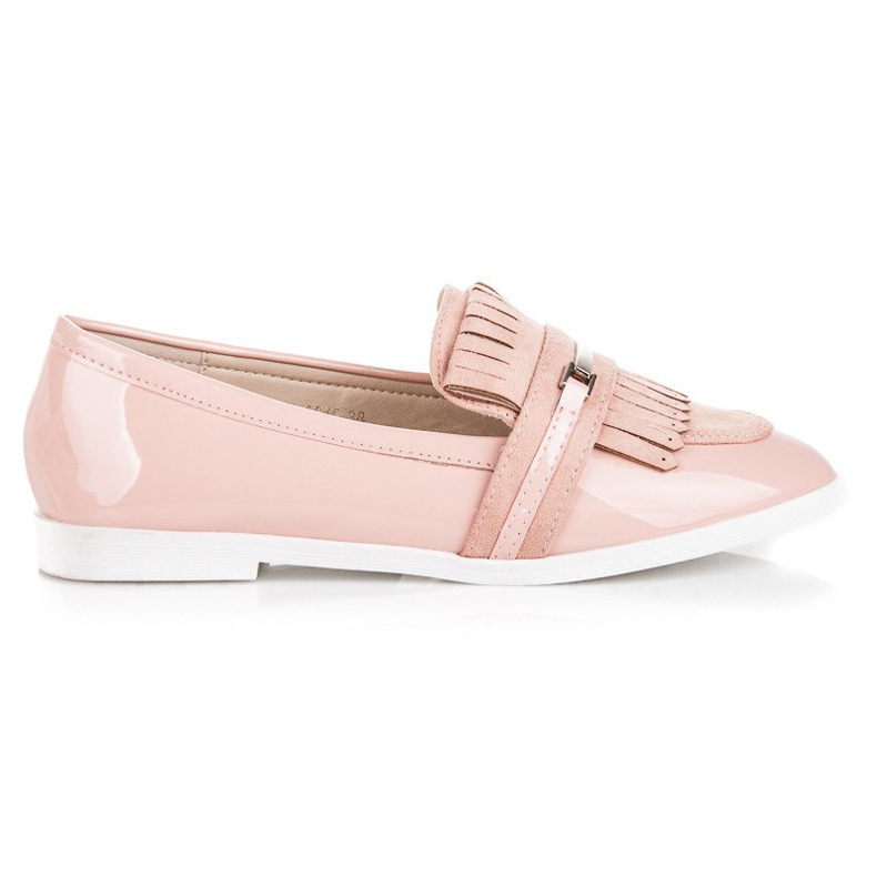 Ideal Shoes Puuterilakatut mokasiinit vaaleanpunainen