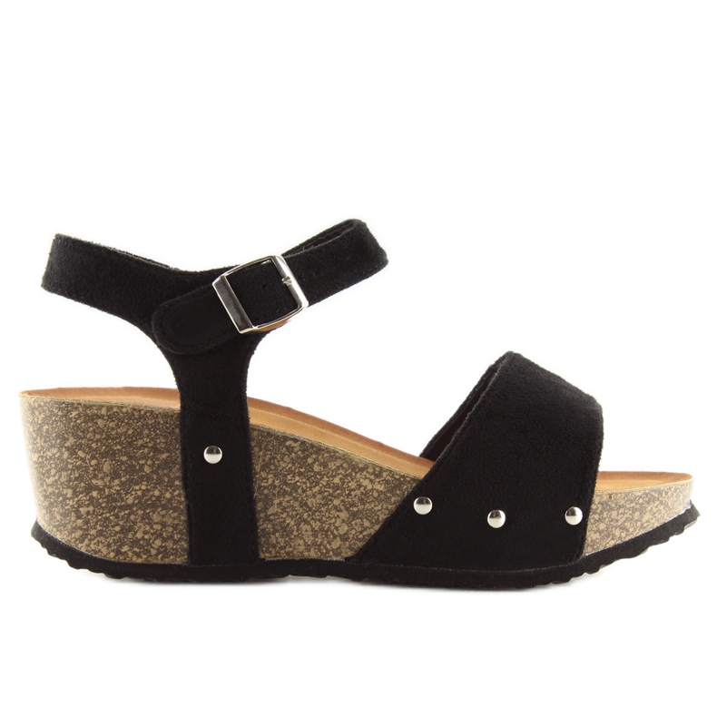 Mustat sandaalit mustalla korkkipohjalla