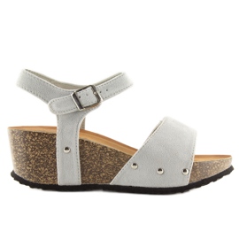 Harmaa Harmaa sandaalit korkkipohjassa Harmaa Harmaa sandaalit korkkipohjassa