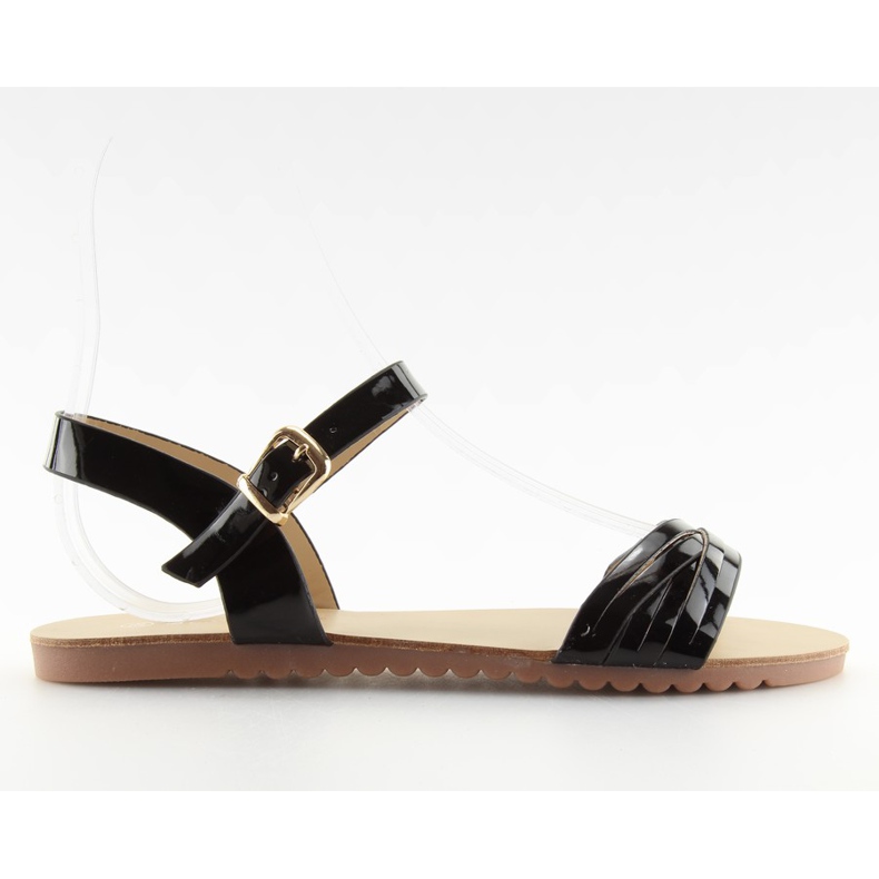 Sandaalit, joissa kiiltävät mustat raidat