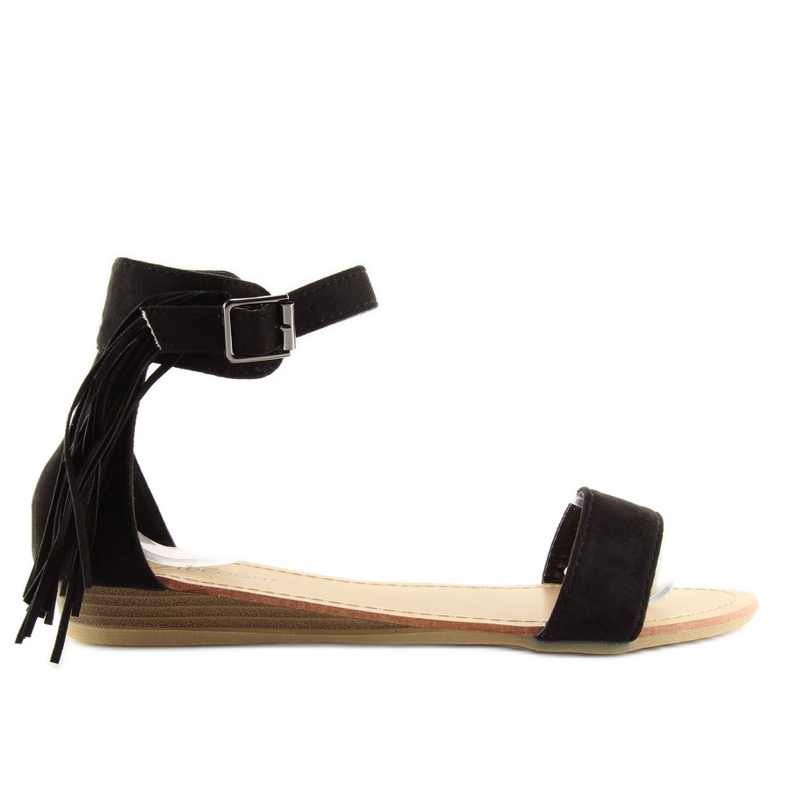 Mustat naisten sandaalit mustilla hapsuilla