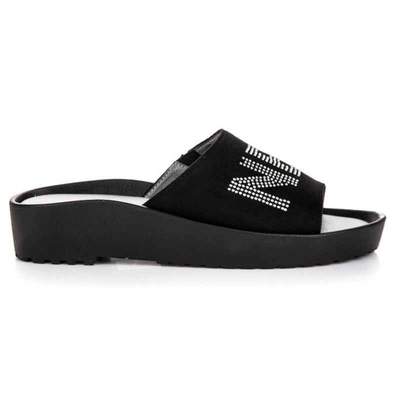 VINCEZA mustat mokkanahkaiset tossut