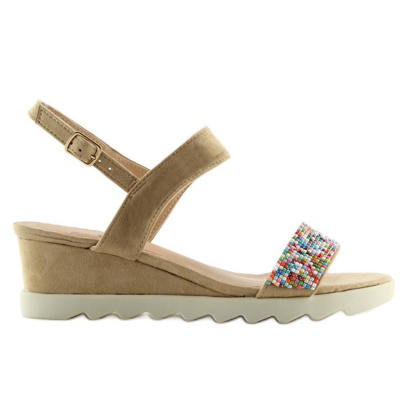 Beige taupe sandaalit matalalla kiilakorolla