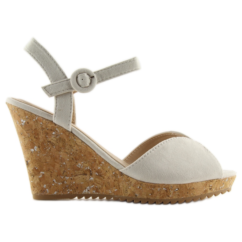 Harmaat sandaalit korkkikiilakorkossa 3811