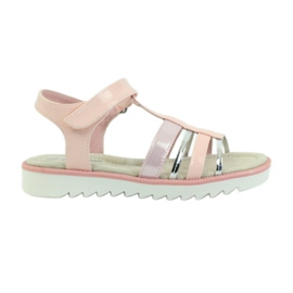 American Club Sandaalit, joissa amerikkalainen 16903-nahkaosa vaaleanpunainen harmaa