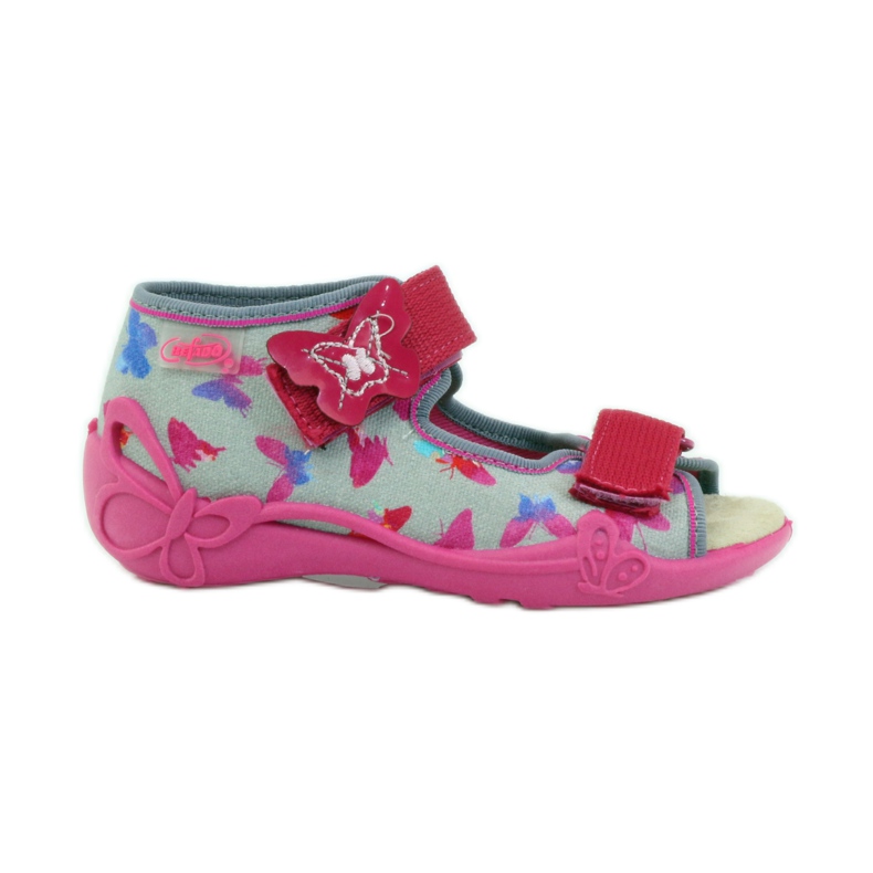 Befado 242p077 sandaalit, joissa nahkainen sisäosa vaaleanpunainen harmaa