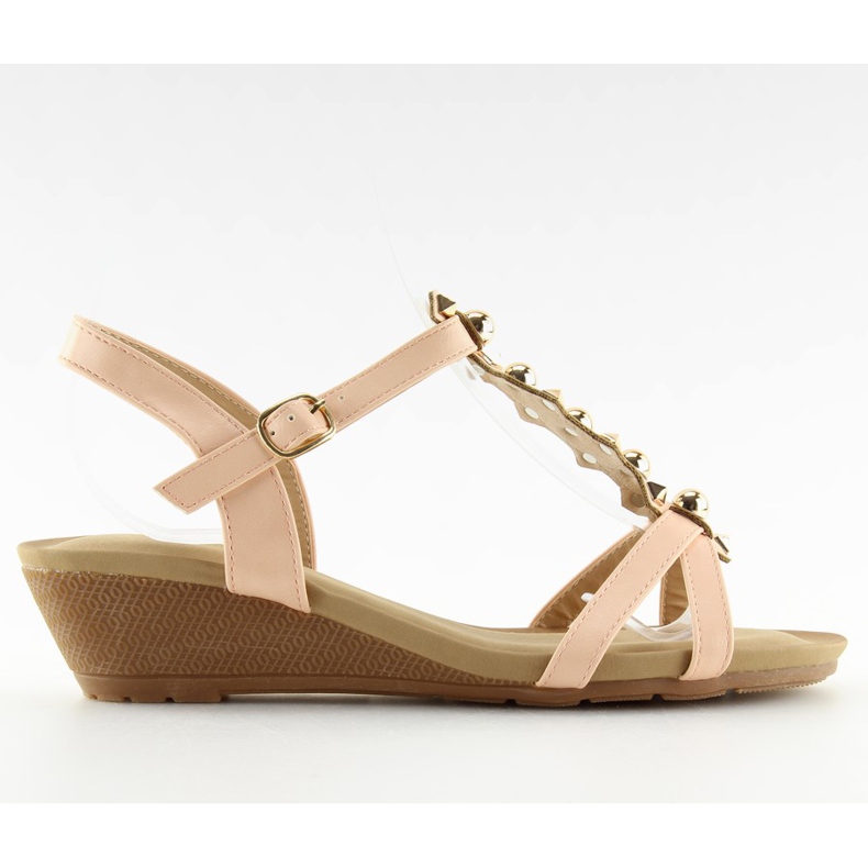 Sandaalit matalalla kiilakorkolla pinkki HX-1 Pink vaaleanpunainen