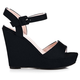 Primavera Suede Wedge Sandaalit musta