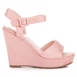 Primavera Suede kiila sandaalit vaaleanpunainen