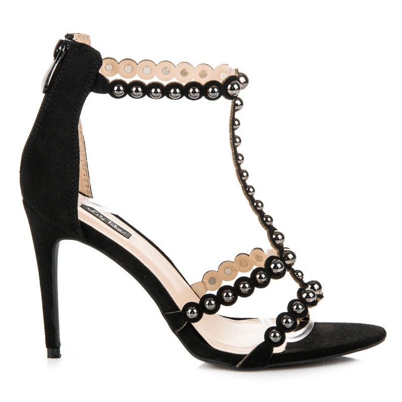 Korkokengät sandaalit strassikivillä musta