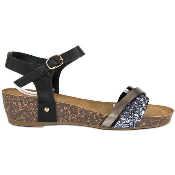 Mukavat kiila sandaalit musta