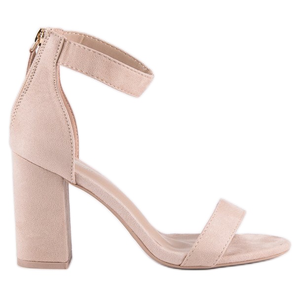 Mokkanahkaiset vetoketjulliset sandaalit ruskea