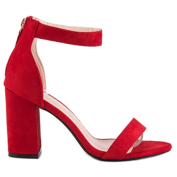 Mokkanahkaiset vetoketjulliset sandaalit punainen