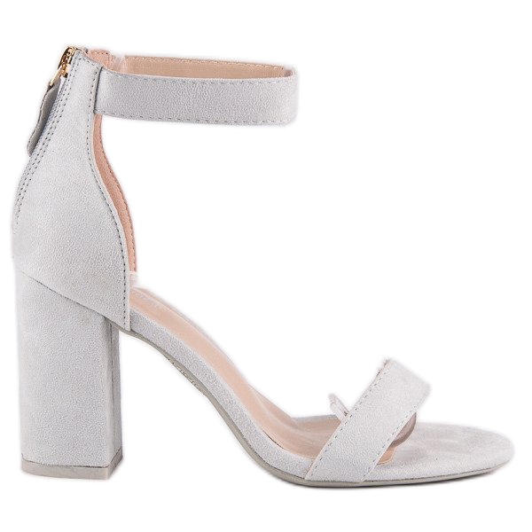 Mokkanahkaiset vetoketjulliset sandaalit harmaa