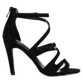 Mokkanahkasandaalit korkokengissä musta